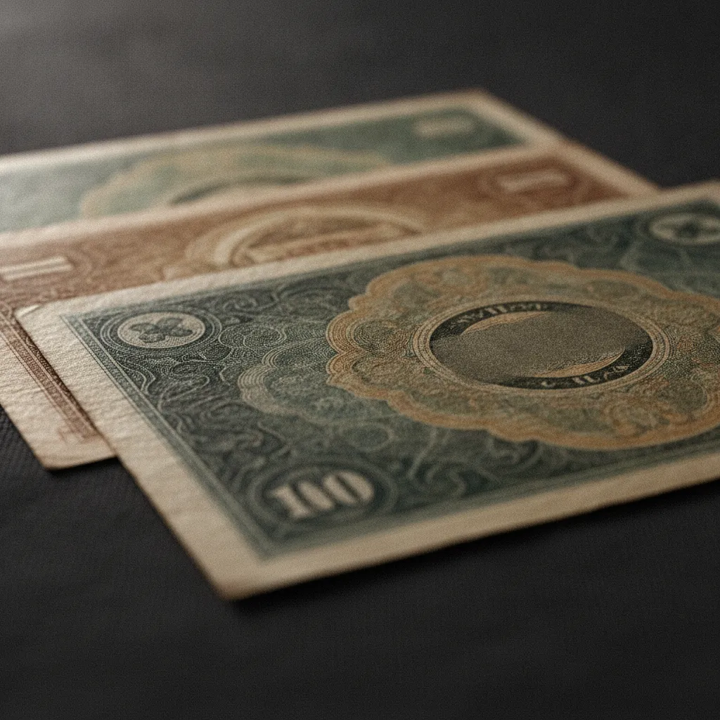 Anciens billets de banque français posés à plat